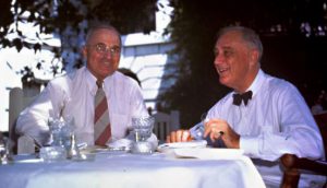 Truman and Roosevelt having lunch August 1944